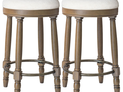 360° Swivel Wooden Barstools With Upholstered Seat, Counter Height (Set of 2)