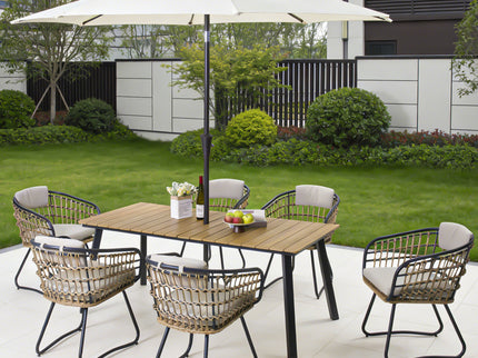 7 Piece Outdoor Patio Dining Set For 6, Chairs With Cushions And Table - Yellow