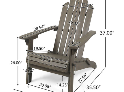 Outdoor Foldable Adirondack Chair With Hand Crafted Details - Gray
