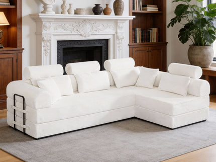 Modern L-Shape Modular Sectional Sofa, Compressed Design