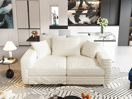 4 Seat Sofa, Modern Comfy Upholstered Sofa Cloud Couch, Deep Seat Couches With Soft Pillows