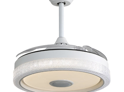 Invisible Ceiling Fan With Remote Control And 36W LED Light, 120V DC Motor, 3 Blades - White