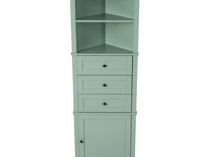 Tall Storage Cabinet With 3 Drawers And Adjustable Shelves For Bathroom