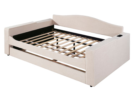 Upholstered Daybed With Storage Armrests, Trundle And Latest Integrated tooth Audio System