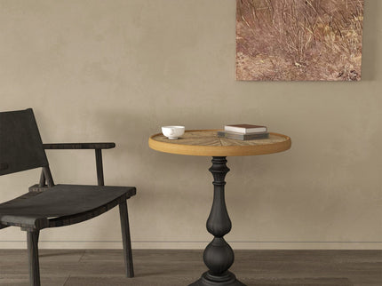 Round End Table With Pedestal Base - Natural Wood