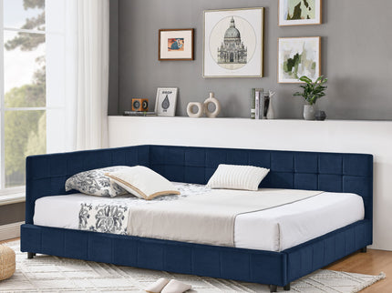 Mid-Century Storage Upholstered Tufted Bed Frame With Backrest And Armrests
