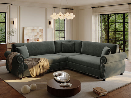 L-Shaped Sofa Couch With Pull-Out Bed