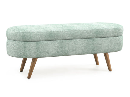 Modern Ottoman Oval Storage Bench With Rubber Wood Legs