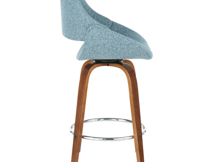 Fabrico - Mid Century Modern, Fixed Height Counter Stool With Round Footrest (Set of 2)