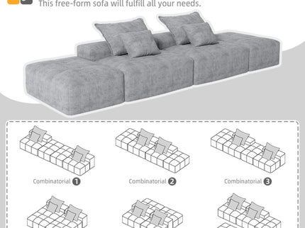 Modern Oversized Diy Combination Modular Sectional Sofa With Pillows