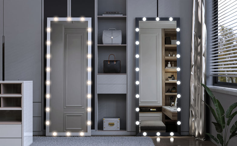 Full Length Mirror With Lights Full Body Vanity Mirror With 3 Color Modes Lighted Standing Floor Mirror For Dressing Room Bedroom Wall Mounted Touch Control