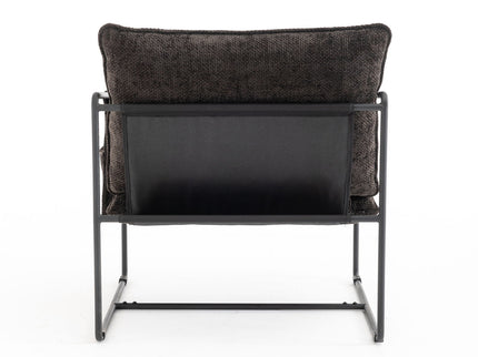 Upholstered Hanging Armchair With Arm Pocket Metal Frame (Set of 2), Crushed Foam Cushions And Skin-Friendly Braid For Living Room And Bedroom