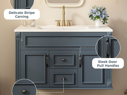 French Simple Style Wall Mounted Bathroom Cabinet With Sink