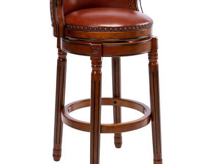 29.5'' Cow Top Wooden Bar Stool, 360 Degree Swivel Bar Height Chair With Backs For Home Kitchen Counter