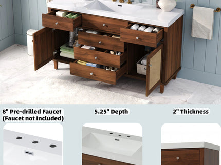 Bathroom Vanity With Sink, 5 Legs, Soft Close Drawers