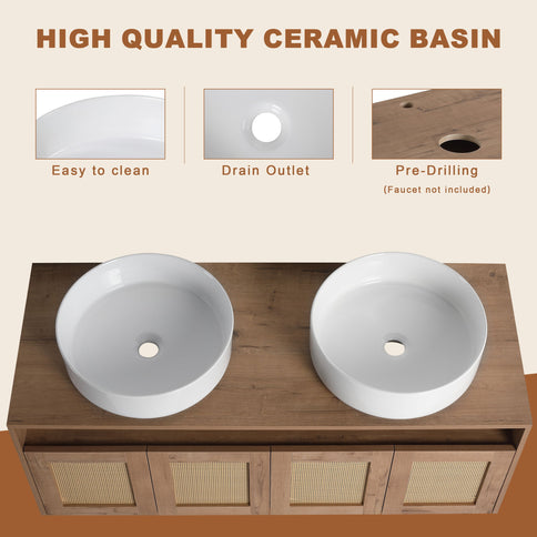 Bathroom Vanity With Art Sink And Storage Rack, Float Mounting Design