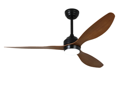 Ceiling Fan With Lights Quiet DC Motor 3 Blade Ceiling Fans 6 Speed Levels, Reversible Ceiling Fan - Matte Black / Wood