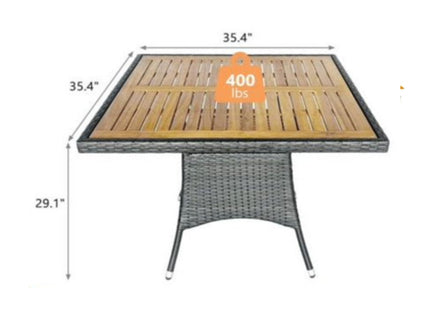 All-Weather Square Rattan Patio Dining Table