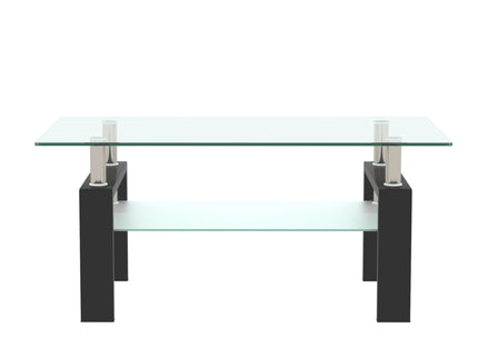 Modern Rectangular Coffee Table With Tempered Glass Top