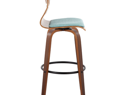 Folia - Mid Century Modern Fixed Height Barstool With Swivel With Round Footrest (Set of 2)