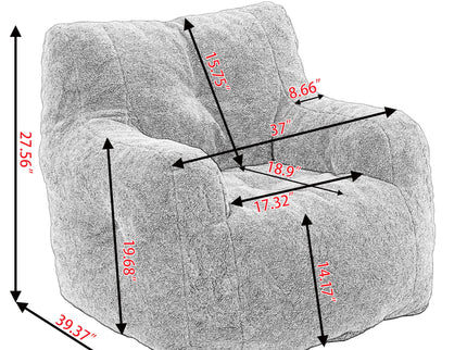Soft Teddy Fabric Tufted Foam Bean Bag Chair With Teddy Fabric