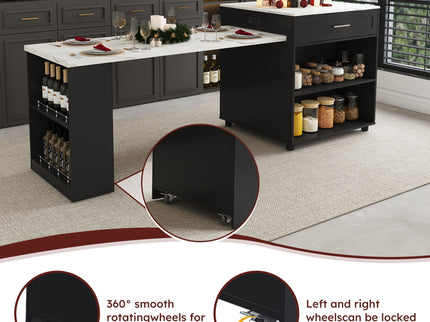 Expandable Kitchen Island With Power Outlet