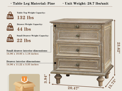 Farmhouse Nightstand With 4 Drawers