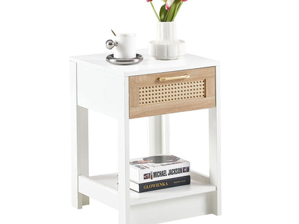 15.75" Rattan End Table With Drawer, Modern Nightstand, Side Table For Living Room, Bedroom