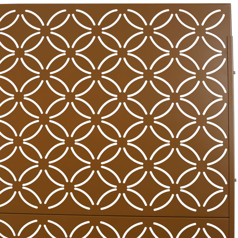 Freestanding Decorative Privacy Screen For Deck Balcony Patio, Metal Privacy - Brown
