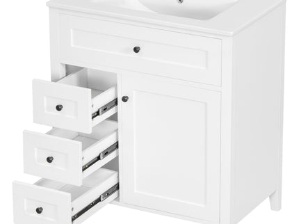 Modern Bathroom Vanity With Sink, 3 Drawers And Adjustable Shelf