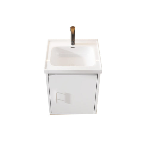20" Floating Bathroom Vanity Combo With Wall Cabinet, Ceramic Sink & Soft Close Doors - White