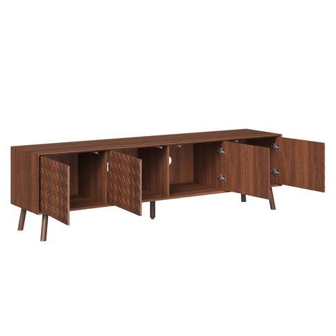 70" TV Stand For TVs Up To 80", Soft Closing Hinges And Cable Management - Walnut
