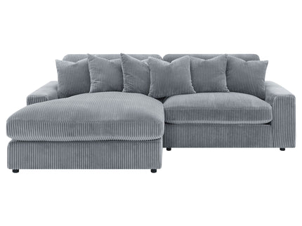 Marcus - Fog Track Arms Reversible Sectional With Pillows - Fog