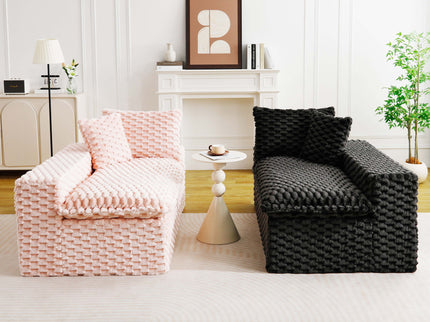 Multifunctional Sofa Pink Black, Fits 4 People