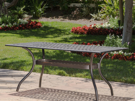 Enchantia - Outdoor Rectangular Dining Table With Weave Tabletop And Flared Legs - Copper