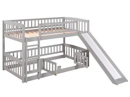 Low Bunk Bed With Slide, Fence And Ladder