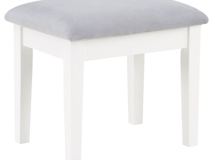 Winona - Makeup Vanity Set With Bulb Lit Mirror And Upholstered Stool - White