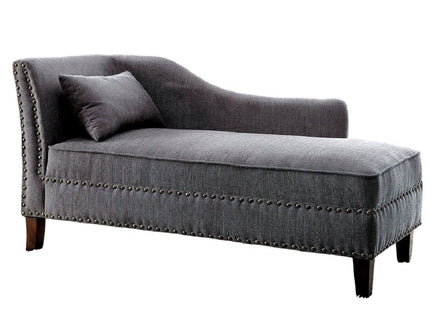 Chaise With Nailhead Trim And Plush Pillow