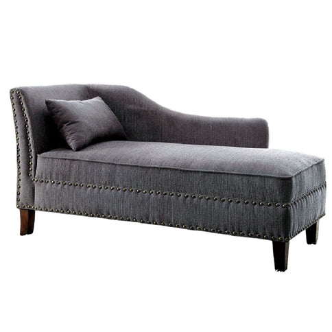 Chaise With Nailhead Trim And Plush Pillow