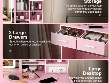 Small Makeup Vanity Desk With Adjustable LED Lights