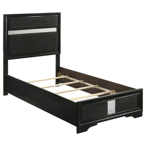 Modern Bedroom Set With Upholstered Headboard And Textured Storage