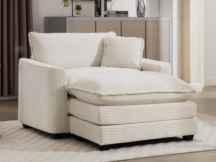 Classic Modern Comfortable Single Chair Deep Seat Sofa With Footstool