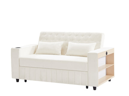 Pull-Out Sofa Bed Convertible Couch With Adjustable Backrest For Living Room