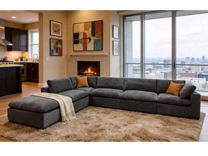 Custom Configuration Modular Sectional & Toss Pillows