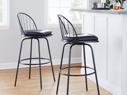 Riley - Claire Farmhouse Fixed Height Barstool With Swivel With Round Footrest (Set of 2)