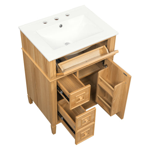 Bathroom Vanity With Sink, Cabinet With Flip Out Drawer, 2 Soft Close Drawers, 1 Soft Close Door - Wood