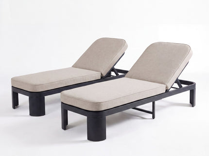 Outdoor Chaise Lounge With Cushion, 5 Position Adjustable Backrest