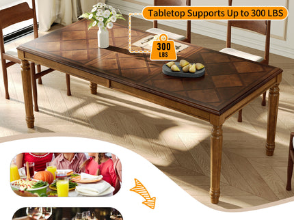 Rectangular Dining Table With Framed Top And Turned Legs - Walnut