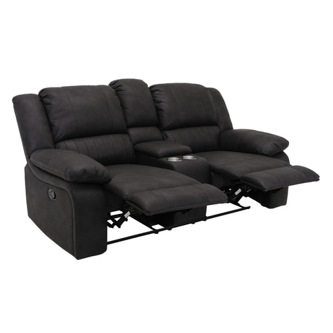 Reclining Console Loveseat - Black - Fabric