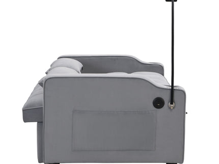 Modern Loveseat With Pullout Bed, Adjustable Reclining Backrest